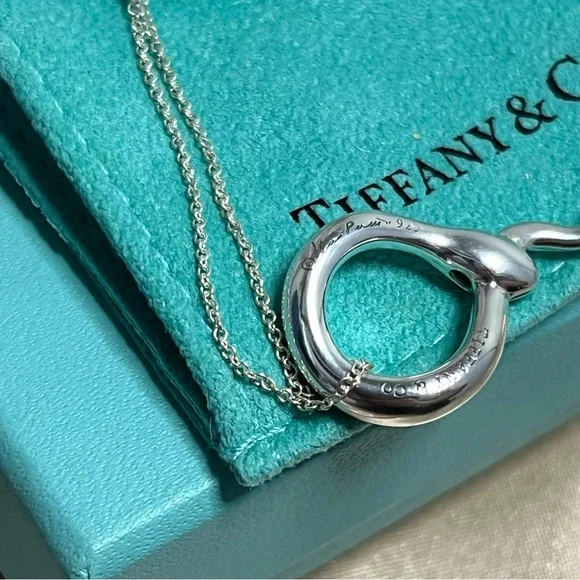 Tiffany & Co Elsa Peretti Snake Pendant Necklace Sterling Silver w/ Box & Pouch - Picture 16 of 16
